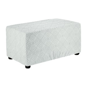 Unique Bargains Textured Jacquard Stretch Footstool Slipcover Protector for Living Room Bedroom - 1 of 4