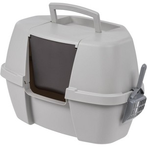 IRIS USA Large Hooded Corner Cat Litter Box with Scoop - 1 of 4