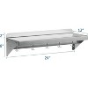 NSF 12"x24" Stainless Steel Floating Shelf with Backsplash & 5 Hooks - Commercial Wall Shelf for Pots, Pans & Cookware - 2 of 4