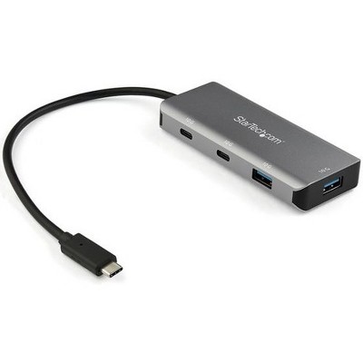 4 -Port USB-C Hub 10 Gbps with 9.8" Attached Host Cable - 2x USB-A & 2x USB-C - Adds two USB-C and two USB-A ports to your USB-C laptop