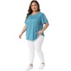 Women's Plus Size Crew Neck Short Sleeve Flowy Pleated Dressy Casual Tunic Blouses - Agnes Orinda - 3 of 4