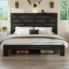 KWPZQE Platform Bed Frame with Wood Headboard and Footboard, Industrial Platform Bed with Metal Slats Support, Under Foundation Storage, Noise-Free - 2 of 4