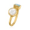Ross-Simons 8-8.5mm Cultured Pearl and 1.40 Carat Sky Blue Topaz Ring in 18kt Gold Over Sterling - 3 of 4