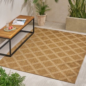 Gulches Versatile Natural Brown Area Rug - Indoor & Outdoor Use, 100% Polypropylene, 63" x 84" - Effortless Elegance - 1 of 4