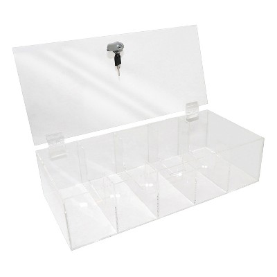 Clear Acrylic 5-Compartment Currency Tray with Locking Cover