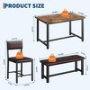 Dining Table Set for 4, Kitchen Table and 2 Upholstered Chairs with Bench, Rectangular Dining Room Set - 2 of 4