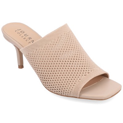 Journee Collection Womens Leighton Soft Knit Slip On Open Toe Pumps