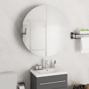 vidaXL Bathroom Cabinet with Round Mirror&LED White 21.3 in.x21.3 in.x6.9 in. - 1 of 4