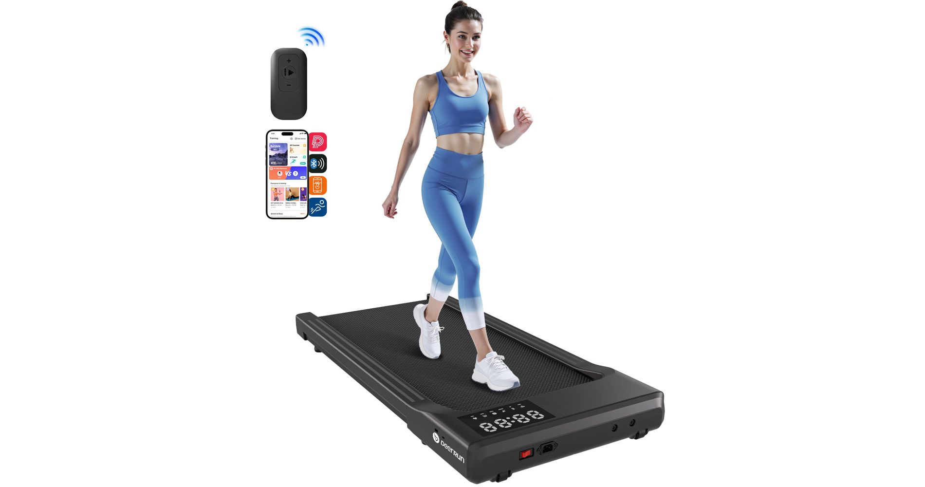 Deerrun Smart Walking Pad With APP 15.35*35.43 inches Belt Treadmills for Home Small Portable Under Desk Treadmill