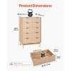 VEVOR 5 Fluted Drawer Dresser, Wooden Chest of Drawers with Sliding & Anti-tip Device, Modern Minimalist Dresser Chest, Beige - 4 of 4
