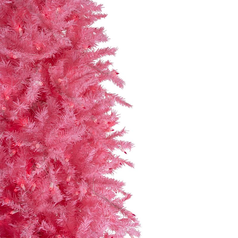 Northlight 7.5 FT Pre-Lit Pink Tinsel Slim Artificial Christmas Tree - Pink Lights, 5 of 7