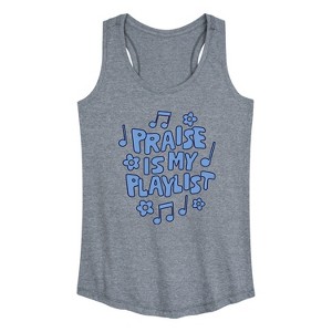 Women's - Instant Message - Praise Is My Playlist Graphic Racerback Tank - 1 of 4