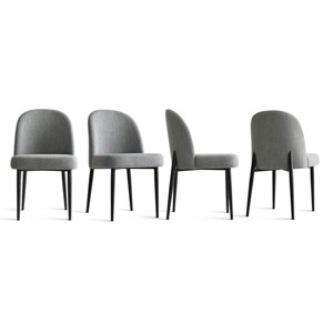 Armless Upholstered Dining Chairs Set of 4, Linen Blend Fabric Side Chairs with Metal Legs, Modern Kitchen Dining Room Chairs - Panipeachy - 1 of 4