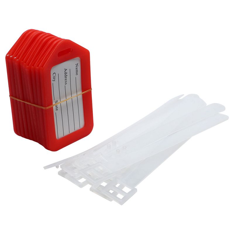 Unique Bargains Plastic Suitcase Bag ID Name Label Luggage Holder Tag 10 Pcs Red White, 3 of 5