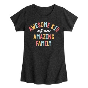 Girls' - Instant Message - Awesome Kid of an Amazing Family Fitted Short Sleeve Graphic T-Shirt - 1 of 4