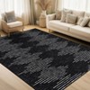 Modern Striped Rug for Living Room, Large Non-Slip Low Pile Diamond Washable Rugs, Stain-Resistant Contemporary Geometric Soft Indoor Carpet - 4 of 4