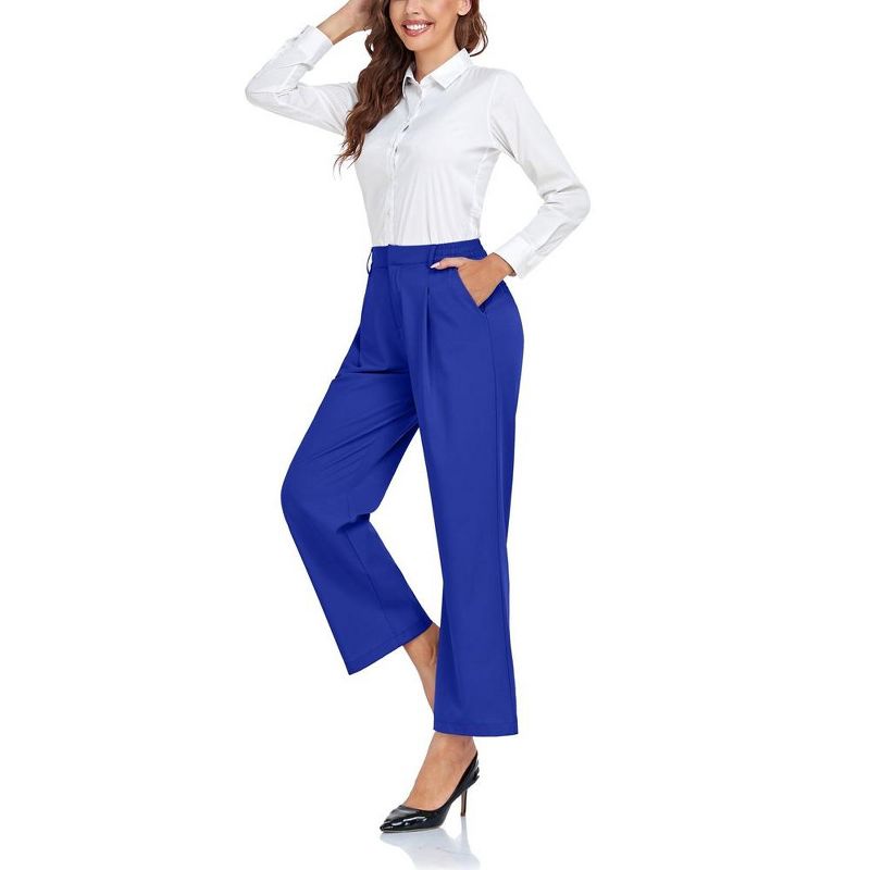 Women's Wide Leg Suit Pants Loose Fit High Elastic Waisted Business Casual Long Trousers Pant, 3 of 7