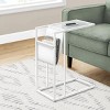 FONTOI End Tables C-Shaped, Snack and Magazine Storage, Leather Look Metal, Contemporary Modern for Living Room, Bedroom, White, 27"*21"*4" - 3 of 4