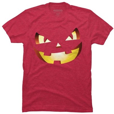 Men's Design By Humans Halloween Pumpkin Evil Smiley Face By artdim T-Shirt