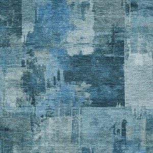 HomeRoots 5' X 8' Blue And Ivory Abstract Washable Indoor Outdoor Area Rug - 1 of 4