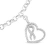 Haus of Brilliance Silver 1/4 Cttw Diamond-Accented Heart and Ribbon Charm Link Chain Bracelet - 3 of 4