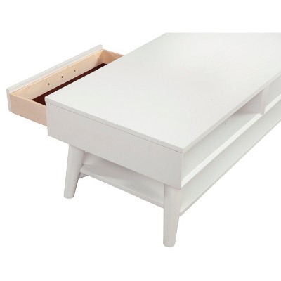 Flynn Mid-Century Modern White Mahogany Coffee Table with Storage