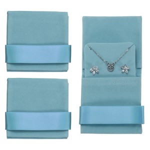 Unique Bargains Velvet Storage Ring Necklace Jewelry Pouches with Insert Pad 3.5" x 3.3" 3 Pcs - 1 of 4