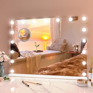 19'' Round Lighted Vanity Mirror with 3 Color Dimmable LED, Smart Touch Control & 360 Rotation Makeup Mirror for Bedroom, Dressing Room, Tabletop - 1 of 4