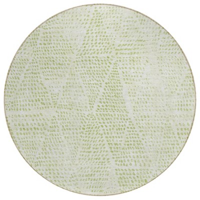 Artichoke Green And Ivory Geometric Washable Indoor Outdoor Area Rug