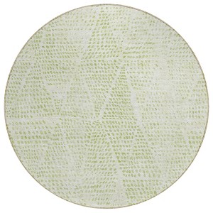 Artichoke Green And Ivory Geometric Washable Indoor Outdoor Area Rug - 1 of 4