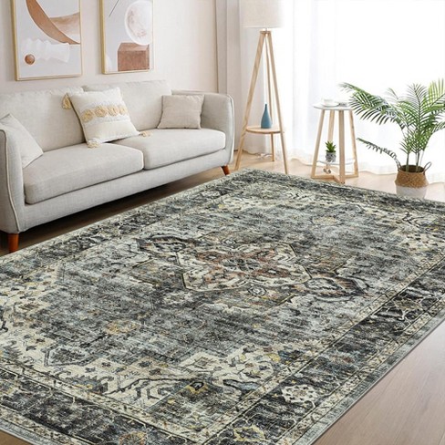 Ultra-thin Soft Vintage Distressed Washable Large Area Rug For Living ...