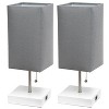 2pk Petite White Stick Lamps with USB Charging Ports and Fabric Shades - Simple Designs - 3 of 4