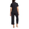 BCBG MAXAZRIA Women's Short Sleeve Notch Collar Top and Capri Pants Pajama Set, Black Polignac, L - 3 of 3