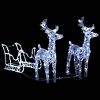 vidaXL Christmas Decoration Lighted Reindeer and Sleigh with LEDs Acrylic - Cold White 7.1" x 3.3" x 21.7" (2 pcs) - 3 of 4