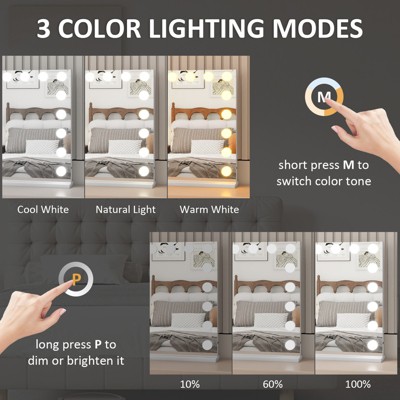 ELECWISH Lighted Vanity Mirror with Stand - 3-Color Adjustable