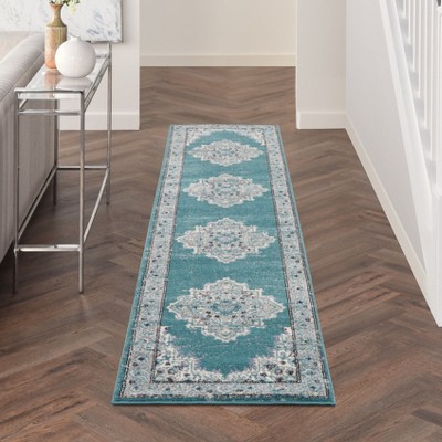Elysian Bliss Floral Grey Synthetic 26" Non-Slip Area Rug