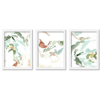 Americanflat Abstract Neutral (Set Of 3) Watercolor Movement By Jenni Pirmann Framed Triptych Wall Art Set
