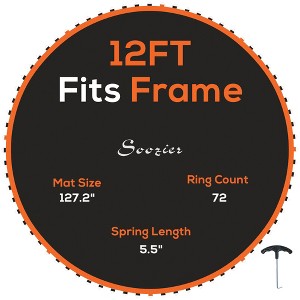 Soozier Trampoline Replacement Mat, Fits 12' Trampoline w/ 72 V-Hooks & 5.5" Springs, 8 Rows of Stitching & Tool (Spring & Frame not Included) - 1 of 4