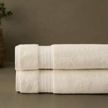 6-Piece Solid Ivory 100% Cotton Bath Towel Set 830795ZZD - The