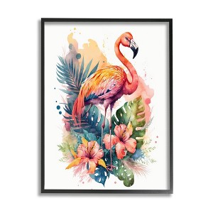 Stupell Industries Modern Tropical Flamingo Black Framed Giclee Art - 1 of 4