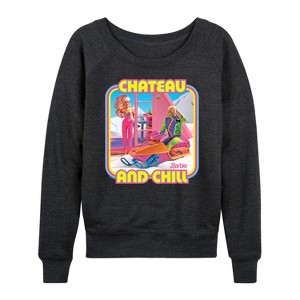 Women's - Barbie - Retro Chateau And Chill-Women's French Terry Pullover Lightweight French Terry Wide Neck Long Sleeve Shirt - 1 of 4