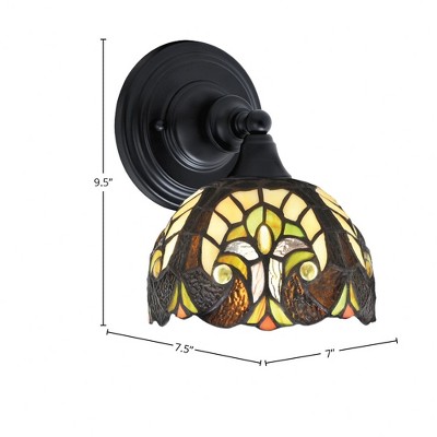 Toltec Lighting Any 1 - Light Sconce in  Matte Black with 7" Ivory Cypress Art Glass Shade