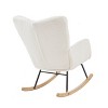 Gulches Ivory White Teddy Fabric Tufted Glider Rocking Chair, Metal Frame & Rubber Wood Legs, 300 lbs Capacity for Living Room & Bedroom - 3 of 4