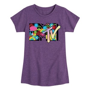 Girls' - MTV - Icon Collage Logo Fitted Short Sleeve Graphic T-Shirt - 1 of 4