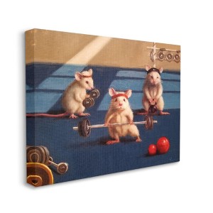 Stupell Industries Mice Lifting Weights Animal Gym Rat Humor Gallery Wrapped Canvas Wall Art, 16 x 20 - 1 of 4