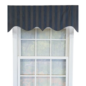 RLF Home 100% Cotton Bronte Regal With Poly/Cotton Ivory lining Rod Pocket Valance 50" x 16" Navy - 1 of 4