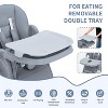 Foldable Baby High Chair - Adjustable PU Leather Seat with 5-Point Harness, Removable Tray & Locking Wheels for Toddlers - 3 of 4