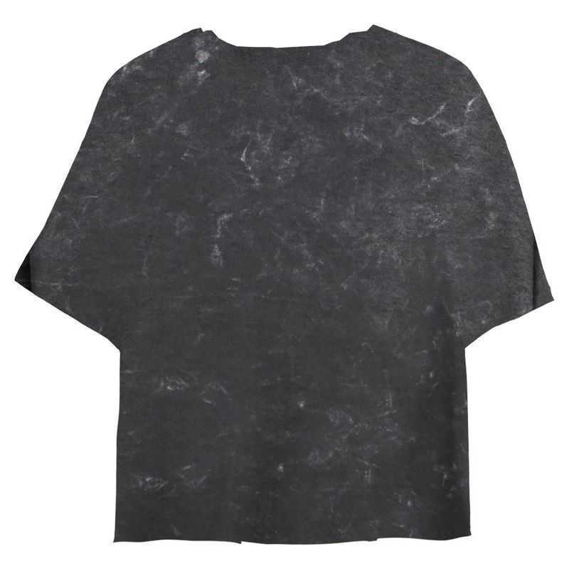 Juniors Womens Mickey & Friends Retro Distressed Spotlight Mineral Wash Crop T-Shirt, 3 of 5