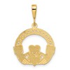 Black Bow Jewelry 14k Yellow Gold Polished & Satin Claddagh Pendant, 21mm (13/16 inch) - 3 of 4