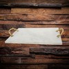 Classic Touch White Marble Challah Tray with Wooden Design Handles - 2 of 3
